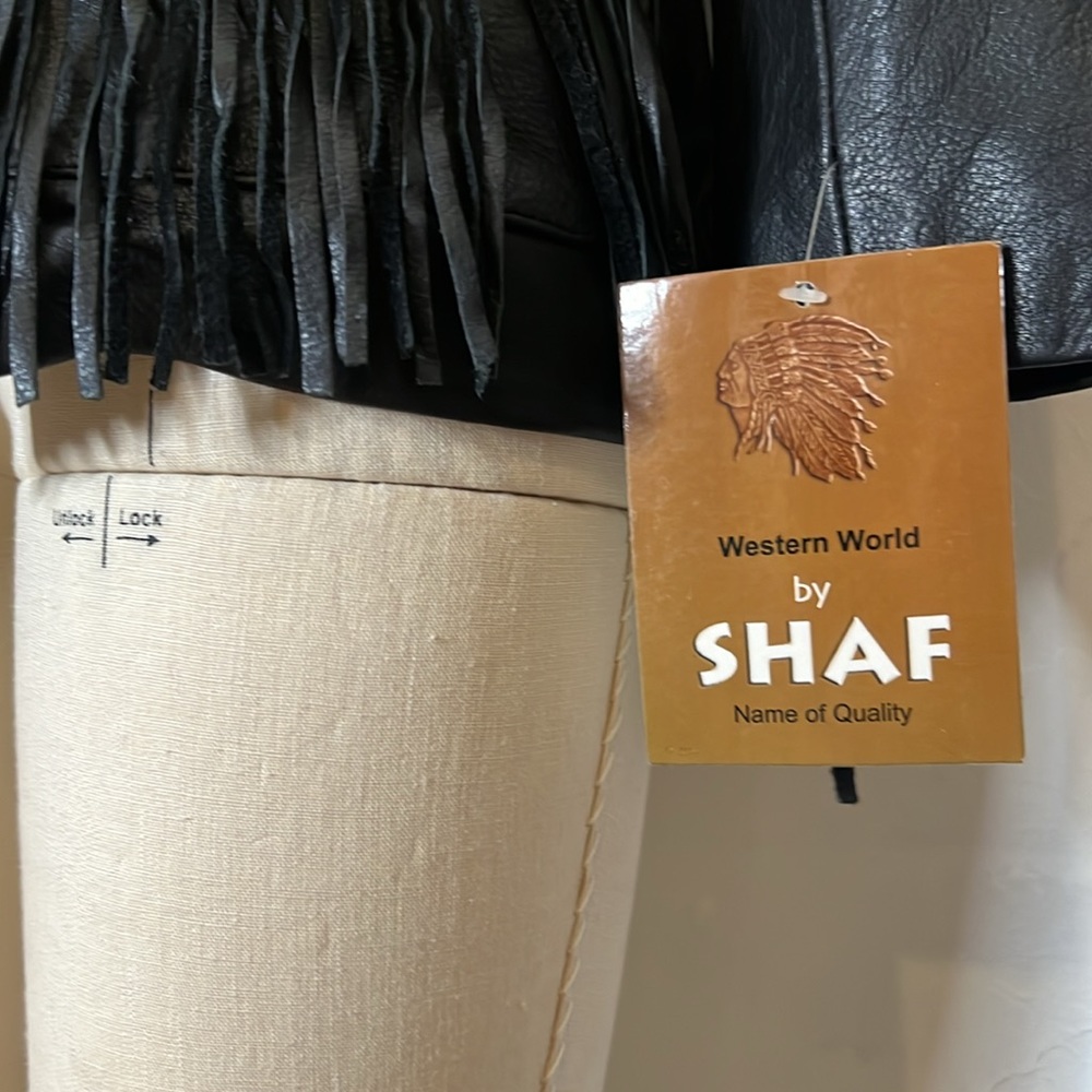 Western World by Shaf NWT Vintage Biker Black Fringe Koto Leather Jacket - Picture 8 of 12